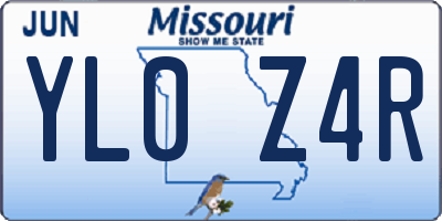 MO license plate YL0Z4R