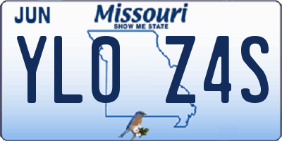 MO license plate YL0Z4S