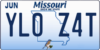 MO license plate YL0Z4T