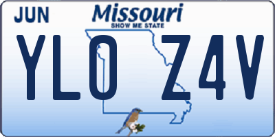 MO license plate YL0Z4V