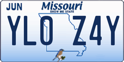MO license plate YL0Z4Y