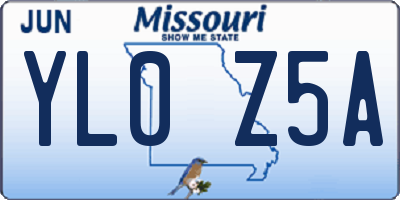 MO license plate YL0Z5A
