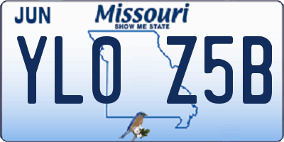 MO license plate YL0Z5B