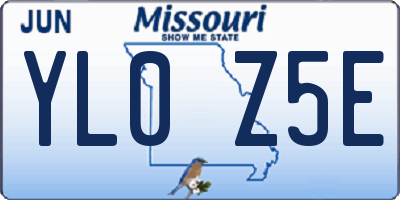 MO license plate YL0Z5E