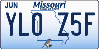 MO license plate YL0Z5F