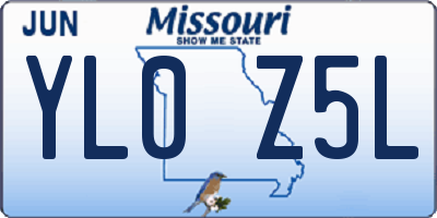 MO license plate YL0Z5L