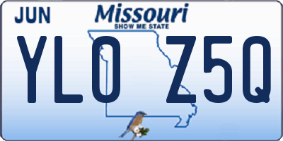 MO license plate YL0Z5Q