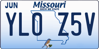 MO license plate YL0Z5V