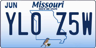 MO license plate YL0Z5W