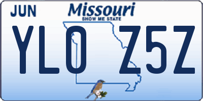 MO license plate YL0Z5Z