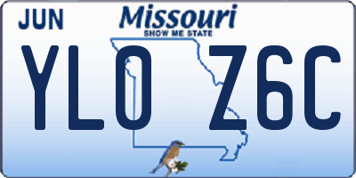 MO license plate YL0Z6C