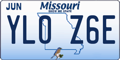 MO license plate YL0Z6E