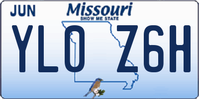 MO license plate YL0Z6H