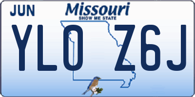 MO license plate YL0Z6J