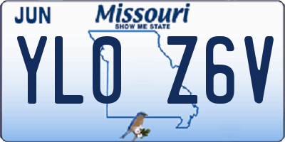 MO license plate YL0Z6V