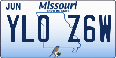 MO license plate YL0Z6W