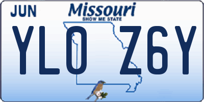MO license plate YL0Z6Y