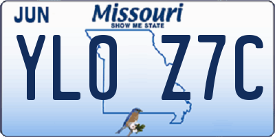 MO license plate YL0Z7C