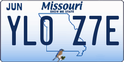 MO license plate YL0Z7E