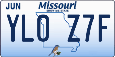 MO license plate YL0Z7F