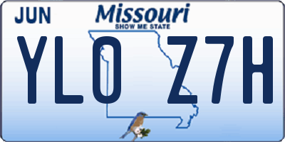 MO license plate YL0Z7H