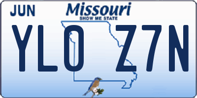 MO license plate YL0Z7N