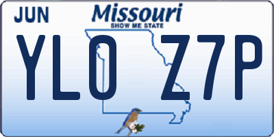 MO license plate YL0Z7P