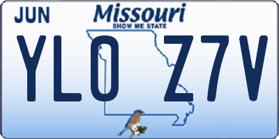 MO license plate YL0Z7V