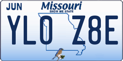 MO license plate YL0Z8E