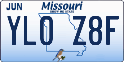 MO license plate YL0Z8F