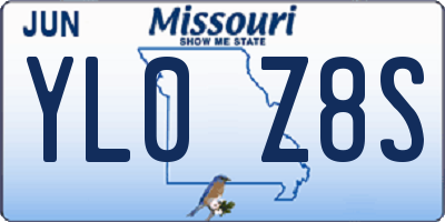 MO license plate YL0Z8S