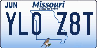 MO license plate YL0Z8T