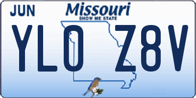 MO license plate YL0Z8V
