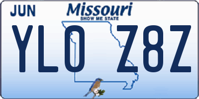 MO license plate YL0Z8Z