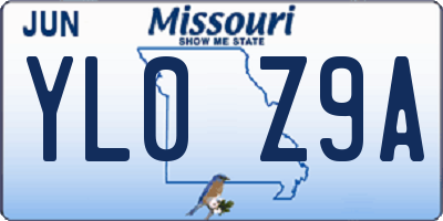MO license plate YL0Z9A