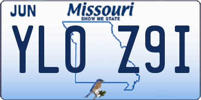 MO license plate YL0Z9I