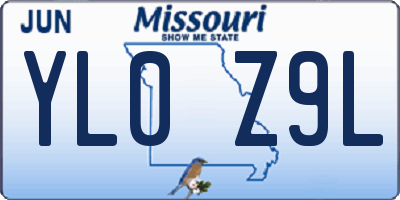 MO license plate YL0Z9L