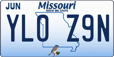 MO license plate YL0Z9N