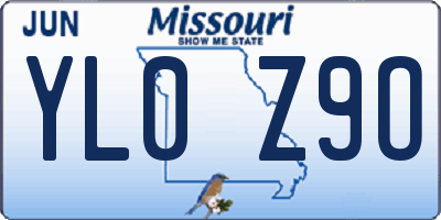 MO license plate YL0Z9O