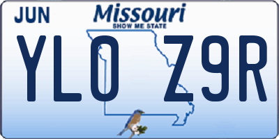 MO license plate YL0Z9R