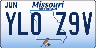 MO license plate YL0Z9V