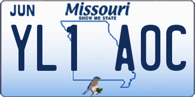 MO license plate YL1A0C