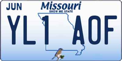 MO license plate YL1A0F
