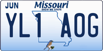 MO license plate YL1A0G