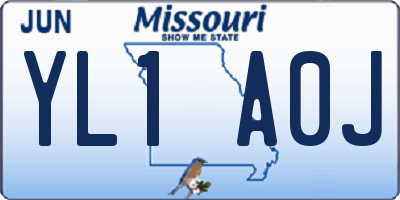 MO license plate YL1A0J