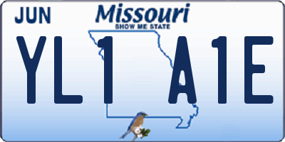 MO license plate YL1A1E