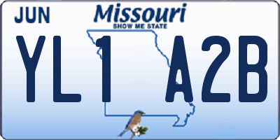 MO license plate YL1A2B