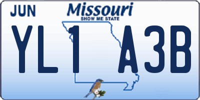 MO license plate YL1A3B