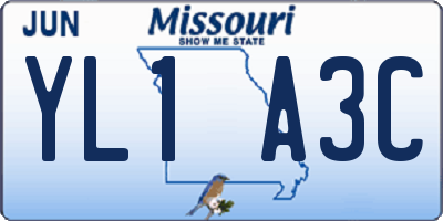 MO license plate YL1A3C