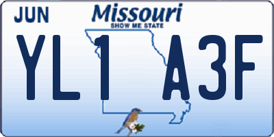 MO license plate YL1A3F